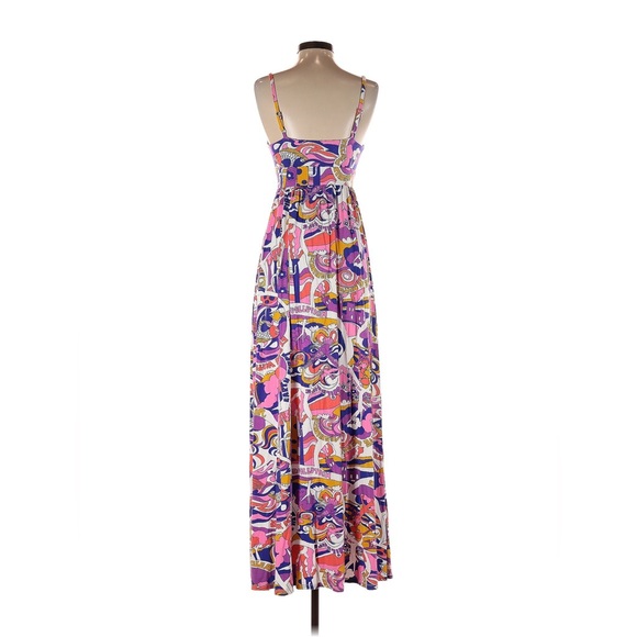 [ MOD CLOTH ] Pink Purple Retro Boho Sleeveless Maxi Dress w/Hippie Earth Theme - Picture 2 of 5